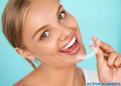 Active Aligners - Girl about to wear them .